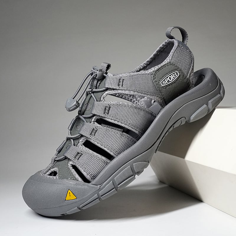 Muške sandale - gumena potplat, mrežasti unutarnji dio, Velcro kopčanje, antislip, sportski stil s zatvorenim prstom
