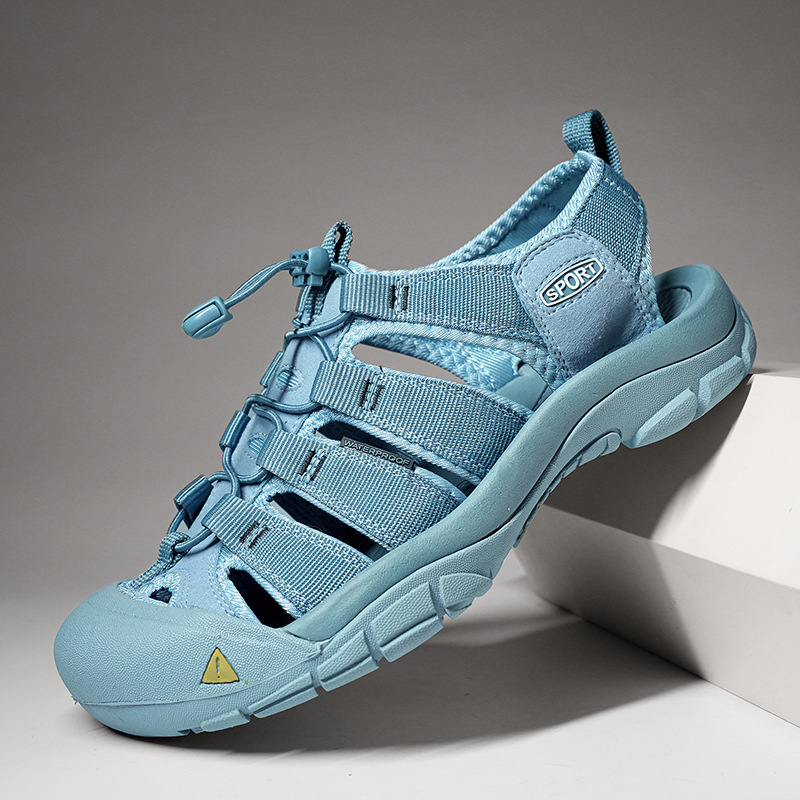Muške sandale - gumena potplat, mrežasti unutarnji dio, Velcro kopčanje, antislip, sportski stil s zatvorenim prstom