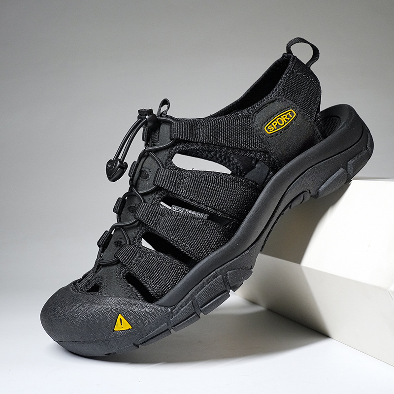 Muške sandale - gumena potplat, mrežasti unutarnji dio, Velcro kopčanje, antislip, sportski stil s zatvorenim prstom