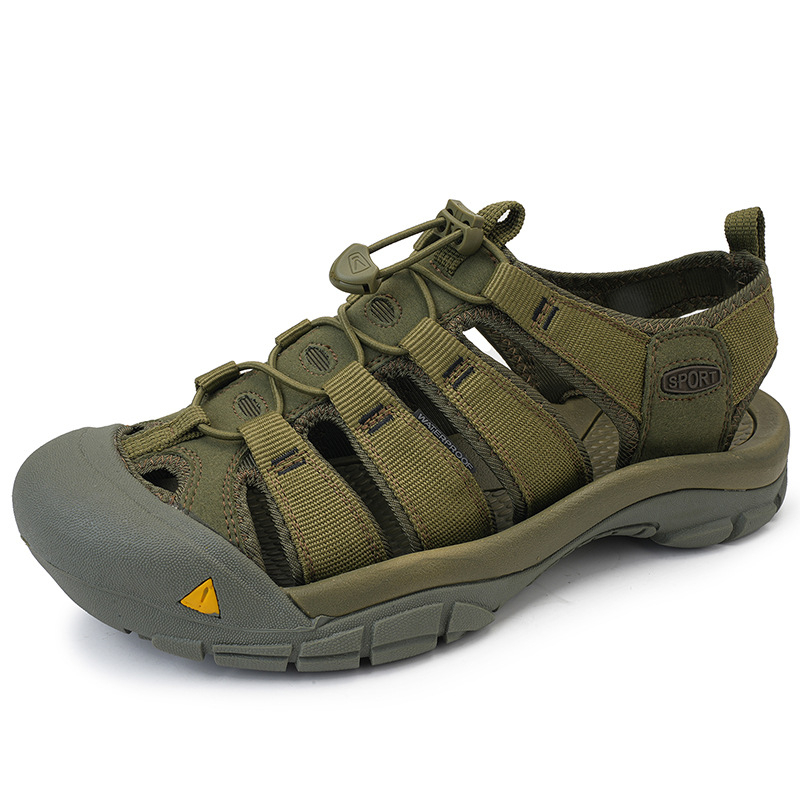 Muške sandale - gumena potplat, mrežasti unutarnji dio, Velcro kopčanje, antislip, sportski stil s zatvorenim prstom
