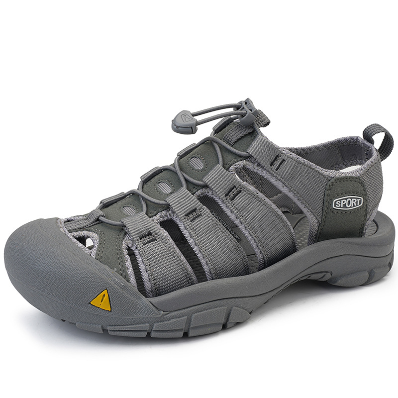 Muške sandale - gumena potplat, mrežasti unutarnji dio, Velcro kopčanje, antislip, sportski stil s zatvorenim prstom