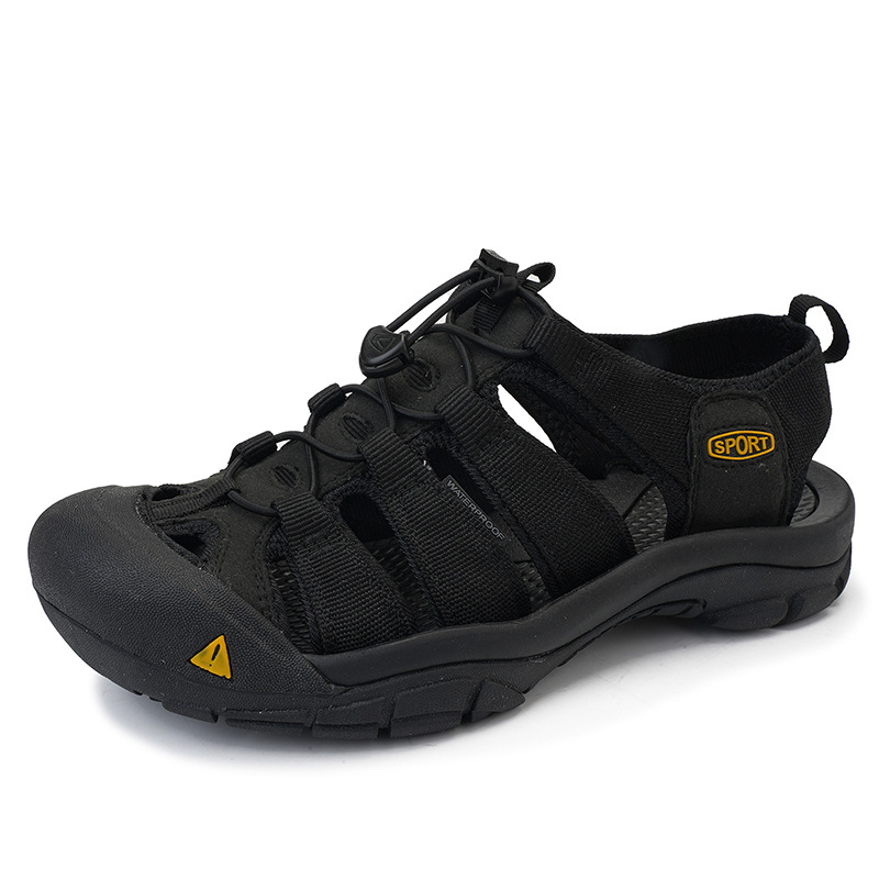 Muške sandale - gumena potplat, mrežasti unutarnji dio, Velcro kopčanje, antislip, sportski stil s zatvorenim prstom