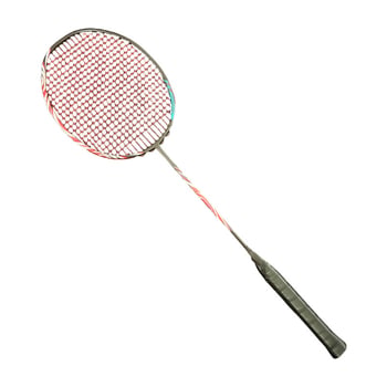 Raketa za badminton, karbonsko vlakno okvir, težina 80–84 g, horizontalni udar, srednja tvrdoća, držač G5