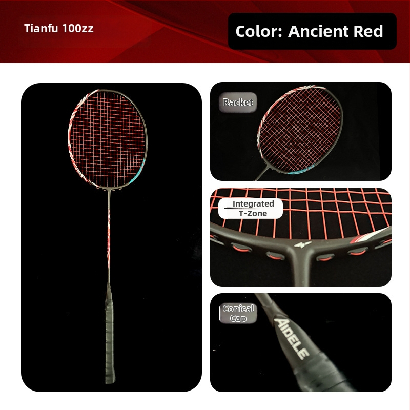 Bedmintonová raketa, rám z karbónových vlákien, hmotnosť 80–84 g, horizontálny úder, stredná tvrdosť, úchop G5