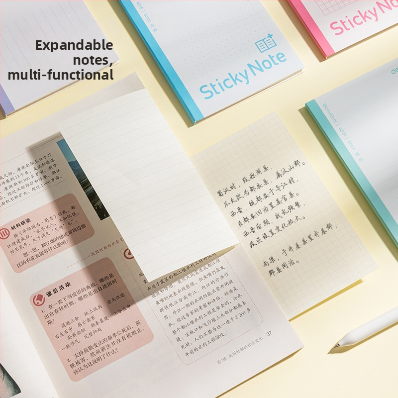 Deli skladateľné rozšírenie poznámkového zošita s horizontálnou mriežkou, samolepiace, 400 listov v balení