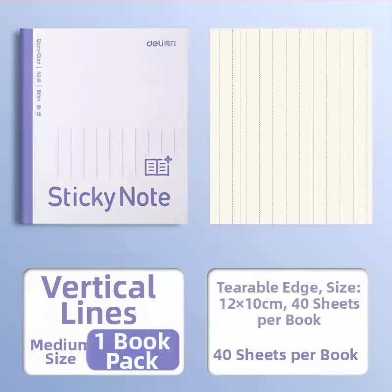 Deli skladateľné rozšírenie poznámkového zošita s horizontálnou mriežkou, samolepiace, 400 listov v balení