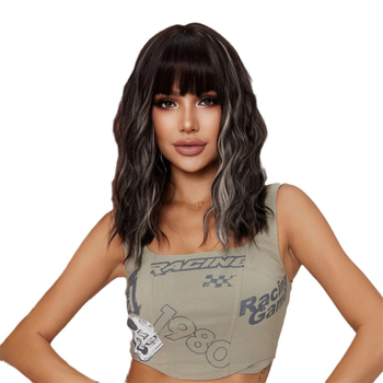 La Sylphide LC8169 wig: srednje duge kovrče, dugačak friz, termički otporna žica, može se bojiti, modni valoviti stil