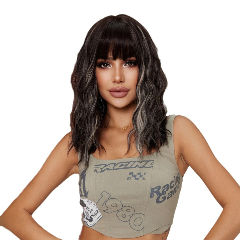 La Sylphide LC8169 wig: srednje duge kovrče, dugačak friz, termički otporna žica, može se bojiti, modni valoviti stil