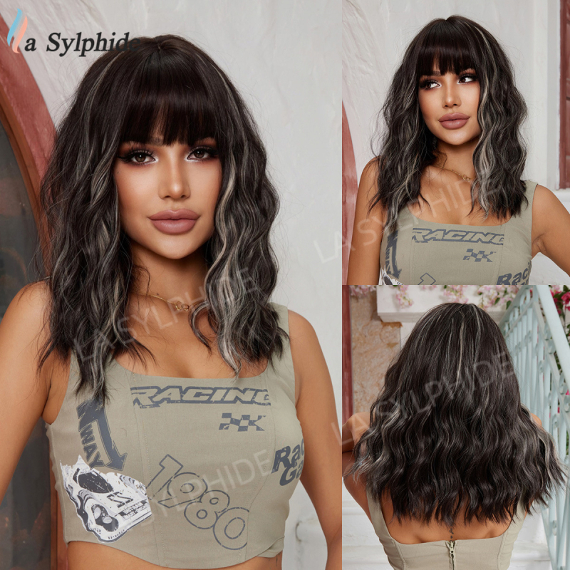 La Sylphide LC8169 wig: srednje duge kovrče, dugačak friz, termički otporna žica, može se bojiti, modni valoviti stil