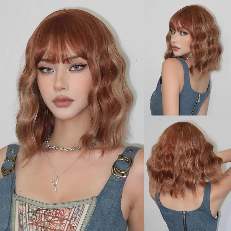 La Sylphide LC8169 wig: srednje duge kovrče, dugačak friz, termički otporna žica, može se bojiti, modni valoviti stil