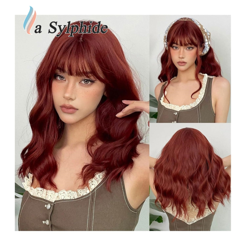 La Sylphide LC8169 wig: srednje duge kovrče, dugačak friz, termički otporna žica, može se bojiti, modni valoviti stil