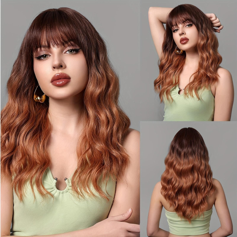 La Sylphide LC8169 wig: srednje duge kovrče, dugačak friz, termički otporna žica, može se bojiti, modni valoviti stil