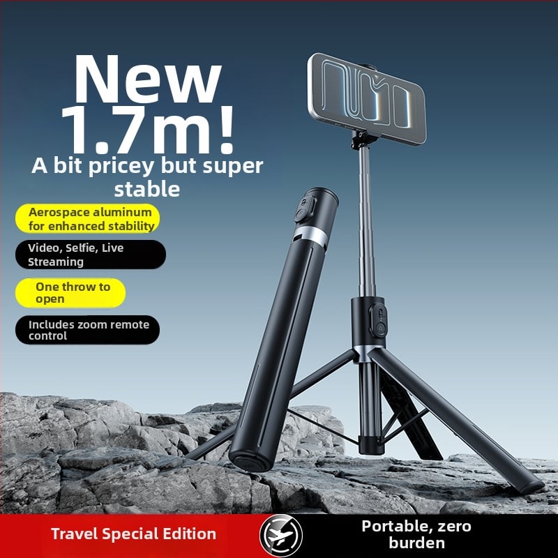 Selfie tyč X7 s Bluetooth diaľkovým ovládaním, LED osvetlením, stabilizáciou obrazu, hliníková zliatina, univerzálne použitie