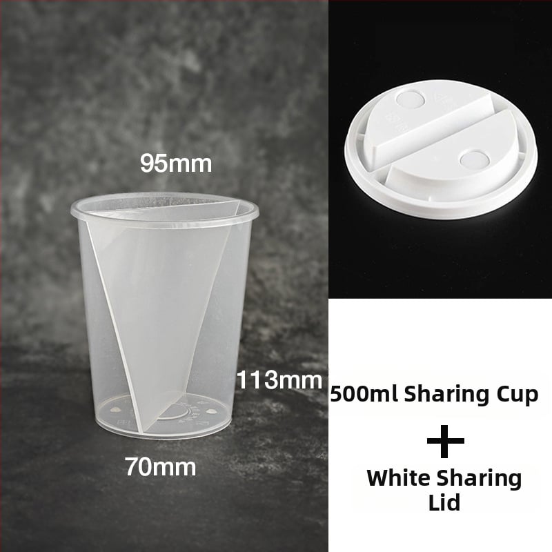 Jednokratna čaša za čaj s mlijekom, debela, injekcijski oblikovana plastika, S-oblik Yin‑Yang dizajn, zapremina 501–600 ml