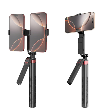 Nipai Διπλής Θέσης Selfie Μπαστούνι με Αντιδονητική Σταθεροποίηση, Επεκτεινόμενο, Bluetooth Απομακρυσμένο για Τηλέφωνα και Tablets, Χειρός Σταθεροποιητής για Μεταδόσεις Ζωντανά