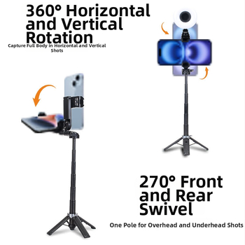 3-u-1 Selfie Štap Tripod Za Fotografije I Video S Bluetooth Daljinskim Upravljačem, LED Rasvjeta, ABS + Aluminijska Legura