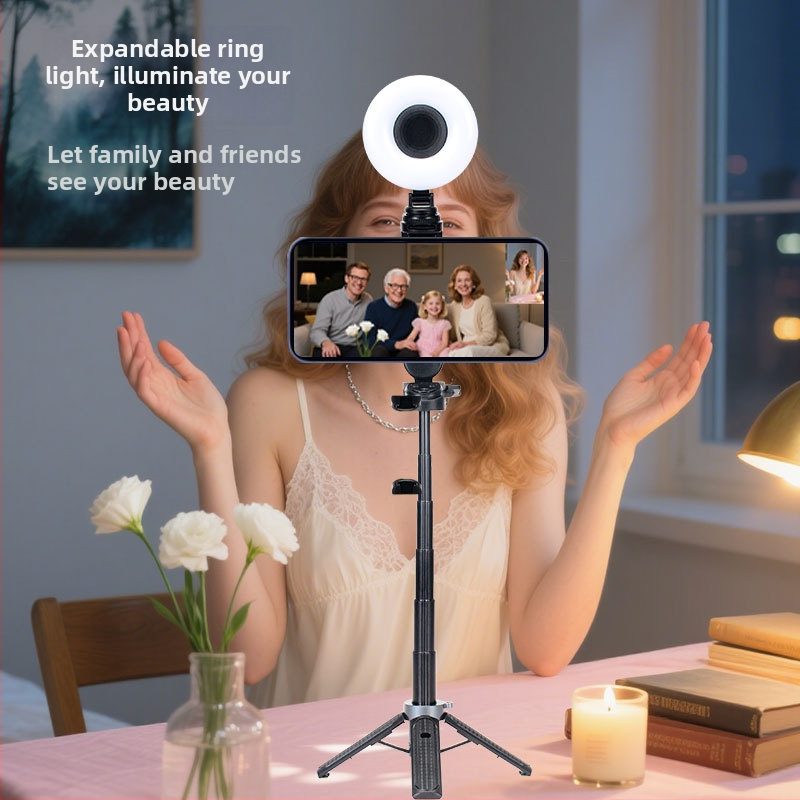 3-u-1 Selfie Štap Tripod Za Fotografije I Video S Bluetooth Daljinskim Upravljačem, LED Rasvjeta, ABS + Aluminijska Legura