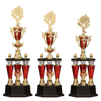 Trofeu plastic cu trei coloane, de înaltă calitate, personalizabil cu imprimare de logo, greutate 1,51 kg, destinat pentru premii și cadouri comemorative