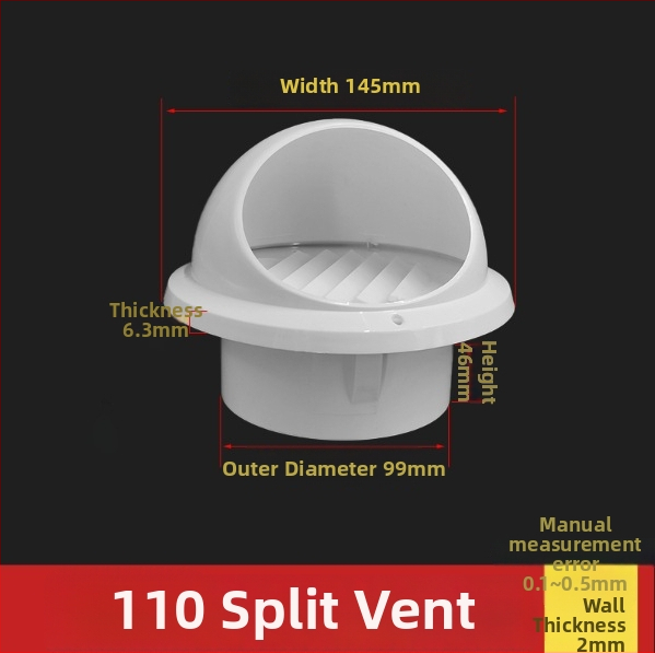 PVC kryt na potrubie pre ventiláciu, odolný vetru, dažďu a hmyzu