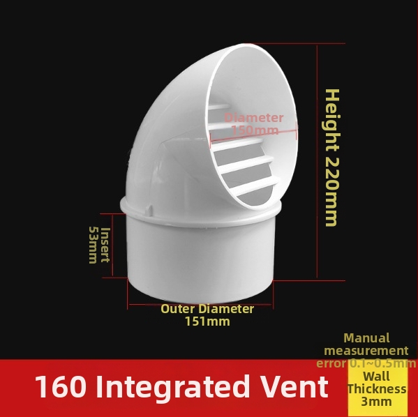 PVC kryt na potrubie pre ventiláciu, odolný vetru, dažďu a hmyzu