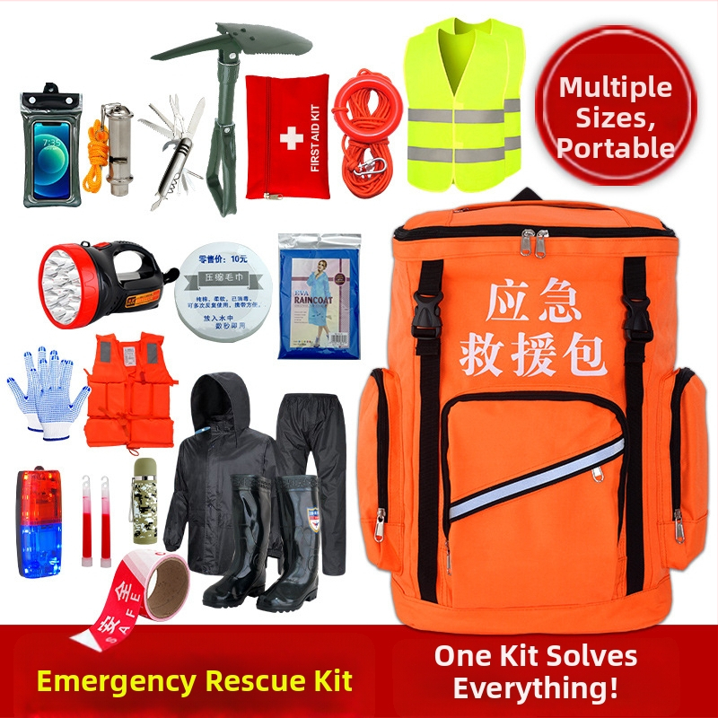 Domáci set na povodne pre núdzové situácie so záchrannou vestou Quick Aid FX-05, možnosť prispôsobenia