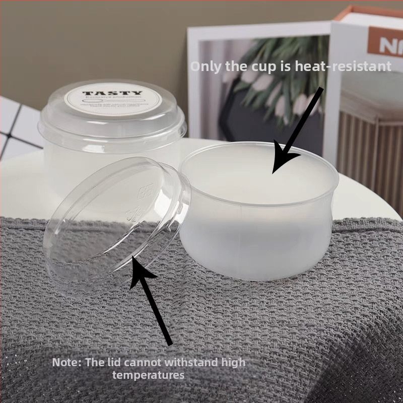 Karamel puding čašica, otporna na visoke temperature jednokratna plastična šalica s poklopcem, uključuje vilicu i žlicu, za pakiranje deserata, PP plast, s logotipom