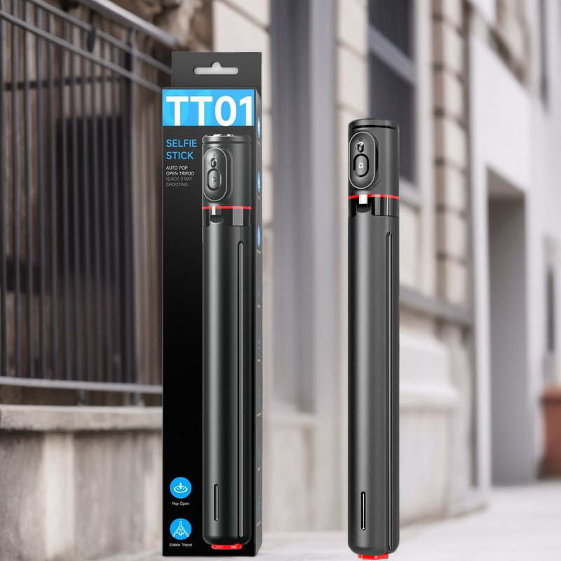 Bluetooth selfie štapić s integriranom stabilizacijom, rasvjetom za snimanje i daljinskim upravljačem — ABS + aluminijska legura