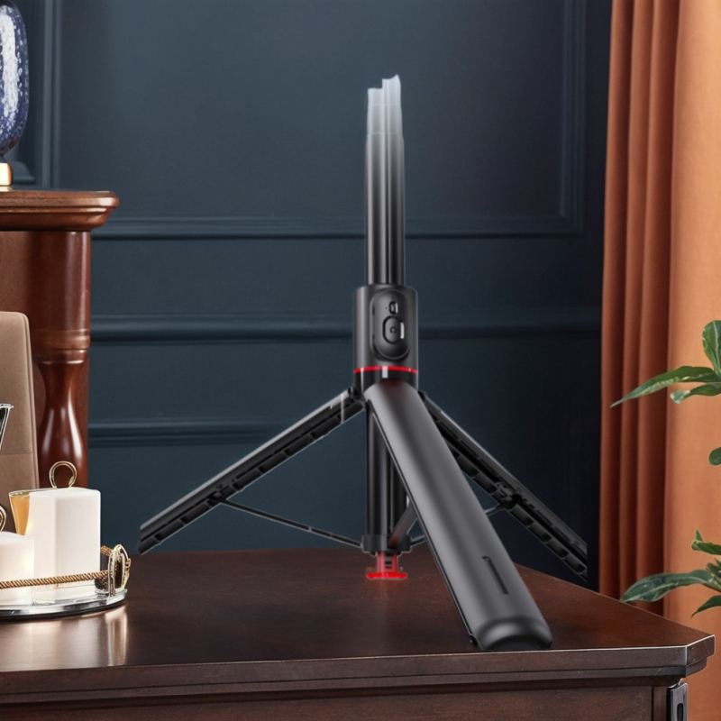 Bluetooth selfie štapić s integriranom stabilizacijom, rasvjetom za snimanje i daljinskim upravljačem — ABS + aluminijska legura