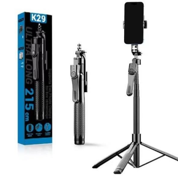 K29 Bluetooth Selfie Štip s aluminijskim držačem za fotografije i podni-stativom za prijenos uživo, 500 g