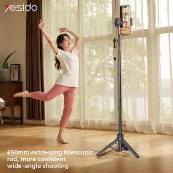 Yesido Selfie Stick Tripod s stabilizacijom slike; materijal PA6 + TPR + aluminijska legura; Bluetooth: Nije podržano
