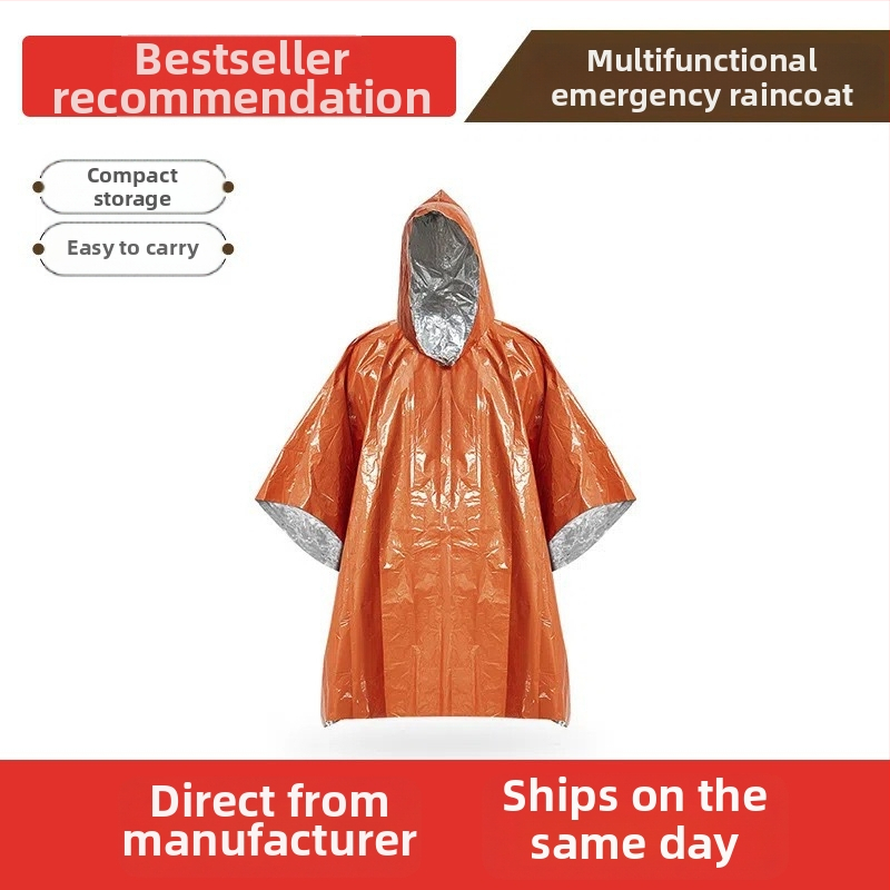 Vonkajšia núdzová izolačná deka, dvojstranná, vetruodolná, hliníková fóliová deka na prežitie, model Raincoat