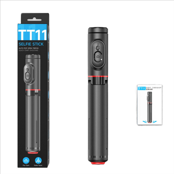 Selfie štap s integriranim stativom, laserski graviran logotip, Bluetooth, uključuje daljinski upravljač, model TT11/TT11S, materijal ABS + aluminijska legura, prilagodba brenda