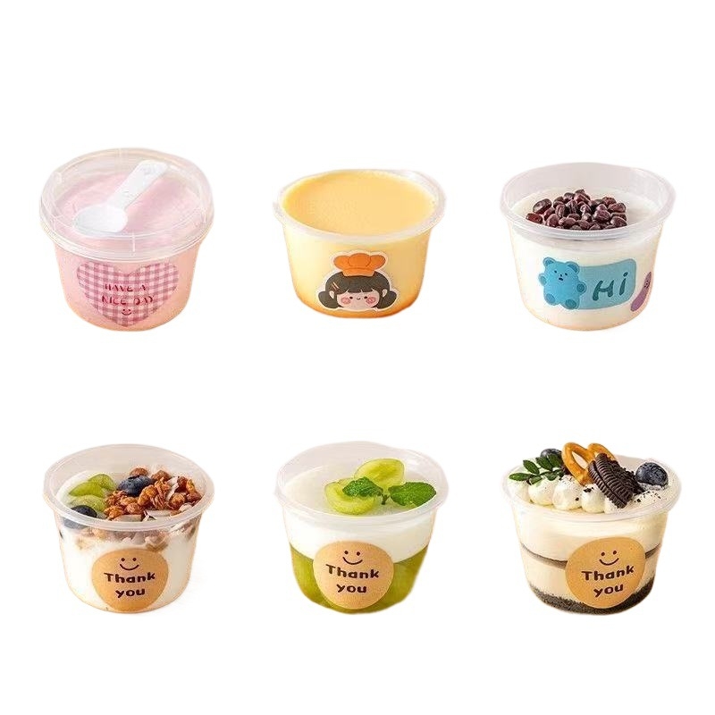 Jednokratna plastična posuda za puding, otporna na visoke temperature, za žele, jogurt i mousse, bez poklopca