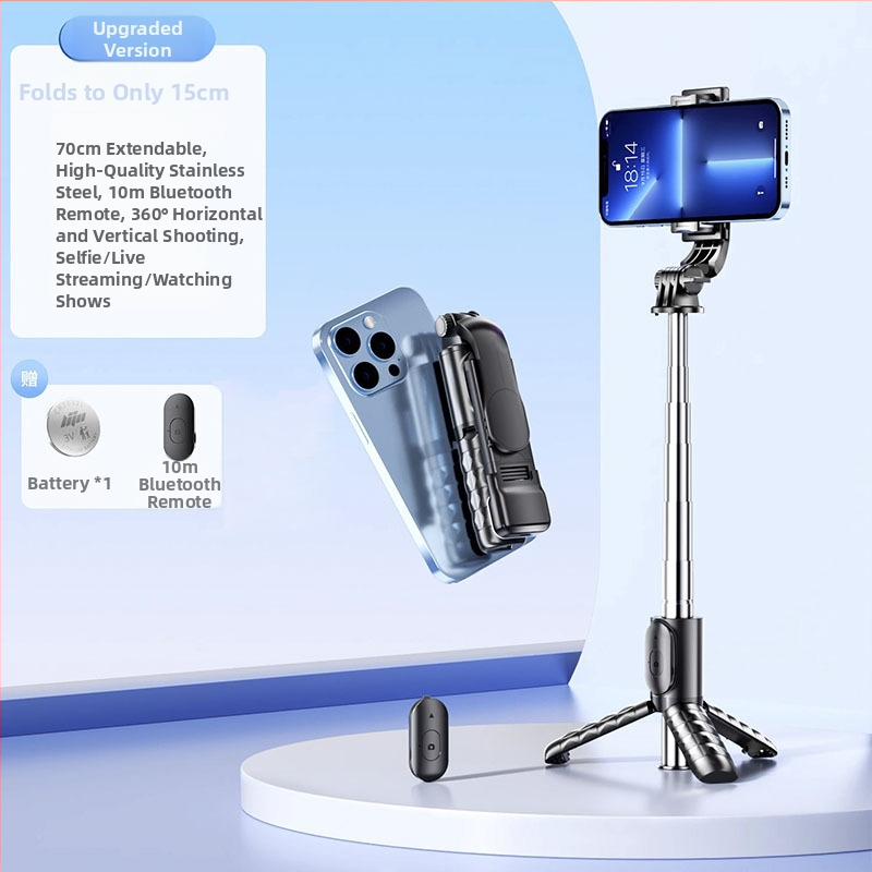 CYKE Bluetooth Selfie Stick με μικρή επιτραπέζια βάση για live streaming σε smartphone, ανοξείδωτο τρίποδο με LED φως, μοντέλο Q11, τηλεχειριστήριο περιλαμβάνεται