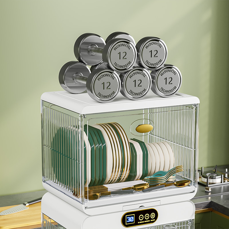 Ormarić za sušenje i sterilizaciju posuđa — kompaktni, sve-u-jednom UV ormarić s poklopcem i odvodnim stalkom; materijal PP+PET, marka Yile, porijeklo Taizhou