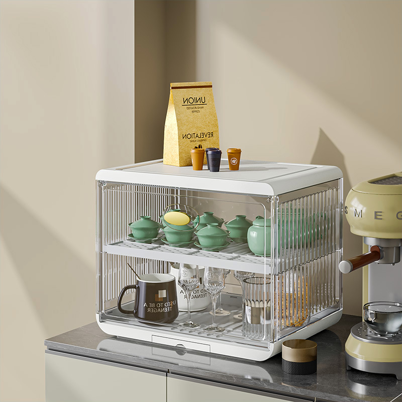 Ormarić za sušenje i sterilizaciju posuđa — kompaktni, sve-u-jednom UV ormarić s poklopcem i odvodnim stalkom; materijal PP+PET, marka Yile, porijeklo Taizhou