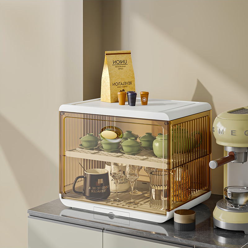 Ormarić za sušenje i sterilizaciju posuđa — kompaktni, sve-u-jednom UV ormarić s poklopcem i odvodnim stalkom; materijal PP+PET, marka Yile, porijeklo Taizhou