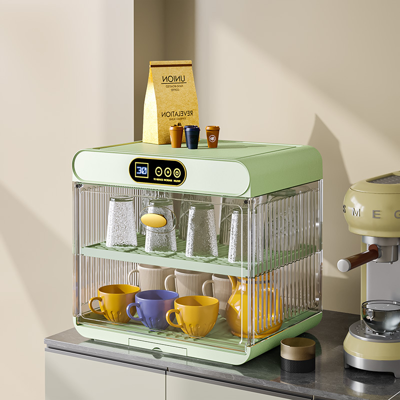 Ormarić za sušenje i sterilizaciju posuđa — kompaktni, sve-u-jednom UV ormarić s poklopcem i odvodnim stalkom; materijal PP+PET, marka Yile, porijeklo Taizhou