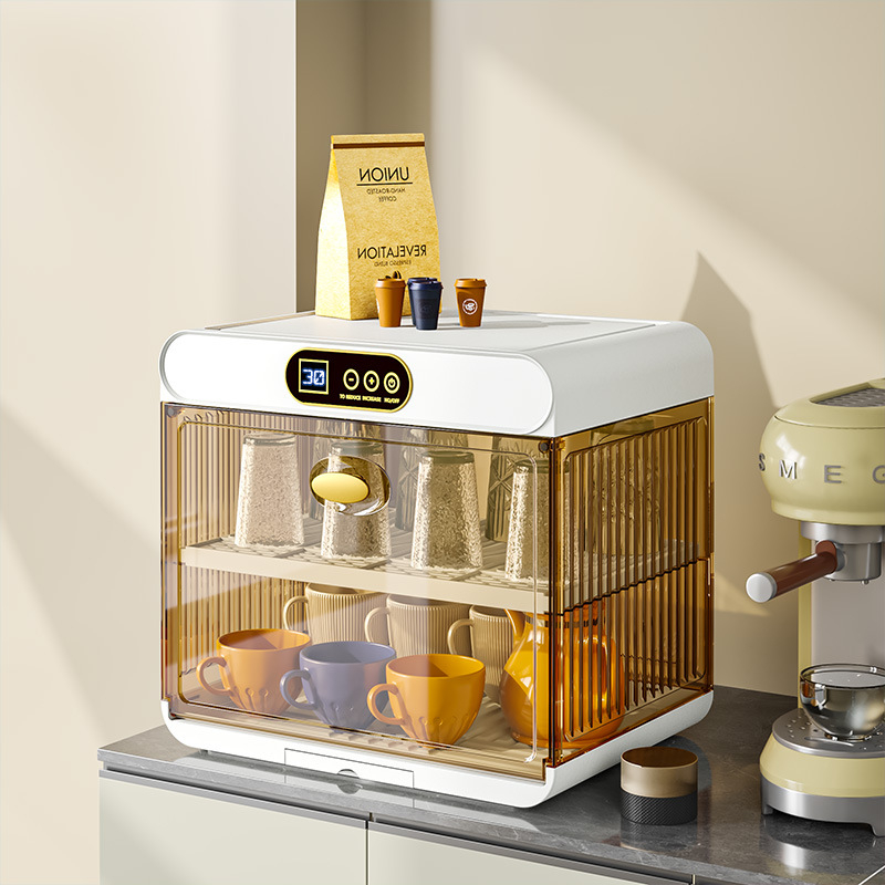 Ormarić za sušenje i sterilizaciju posuđa — kompaktni, sve-u-jednom UV ormarić s poklopcem i odvodnim stalkom; materijal PP+PET, marka Yile, porijeklo Taizhou