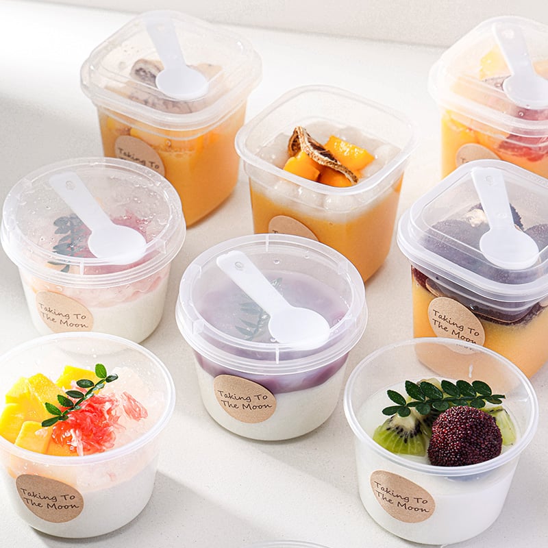 Puding čaša s dvostrukim stijenkama i poklopcem, jednokratna plastična čaša PP, 201-300 ml, marka ZBER