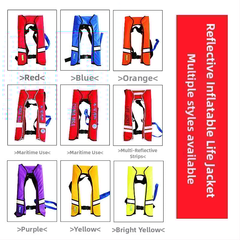 Ενήλικη φουσκωτή σωσίβιο με σχεδίαση γύρω από τον λαιμό, χειροκίνητη και αυτόματη πλήρωση, με πολλαπλούς ανακλαστήρες, κατάλληλο για ψάρεμα και κολύμβηση