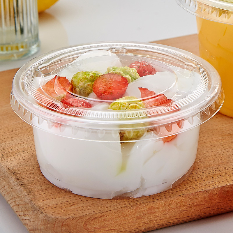 Еднократна чаша за пудинг с капак, кръгла PP чаша за десерти, капацитет 101–200 ml, безопасна за микровълнова печка