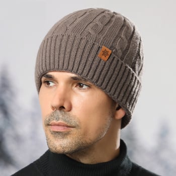 Set de iarnă pentru bărbați, format din trei piese, căciulă tricotată, eșarfă și mănuși cu căptușeală din fleece, îngroșat, rezistent la frig, pentru ciclism în aer liber