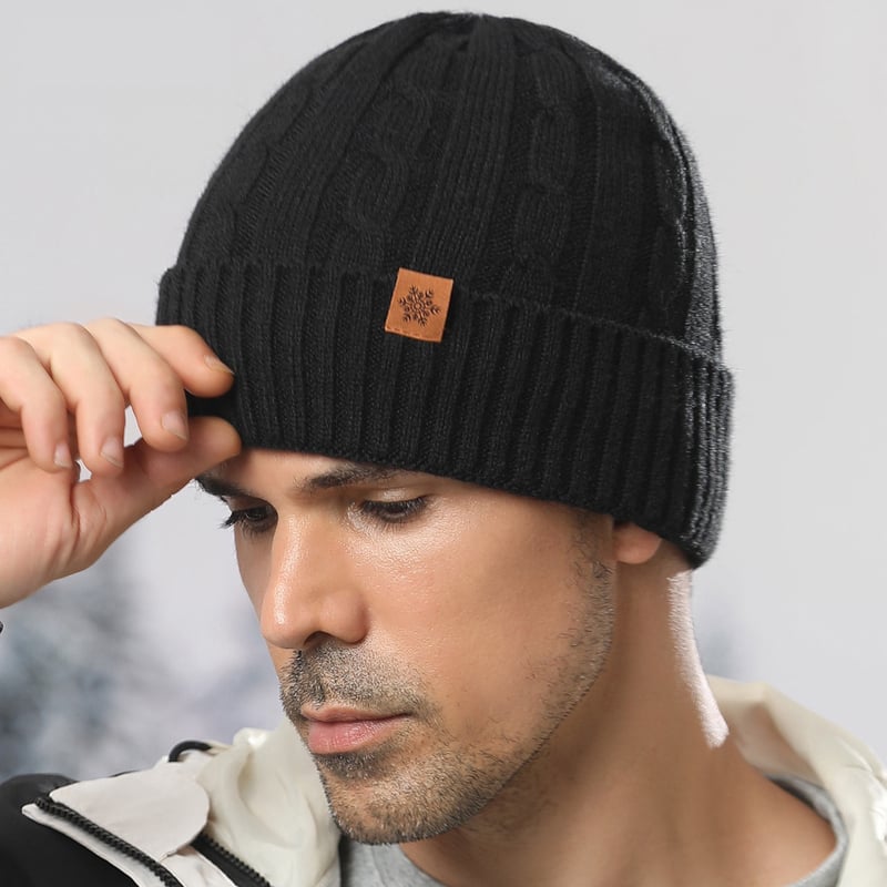 Set de iarnă pentru bărbați, format din trei piese, căciulă tricotată, eșarfă și mănuși cu căptușeală din fleece, îngroșat, rezistent la frig, pentru ciclism în aer liber