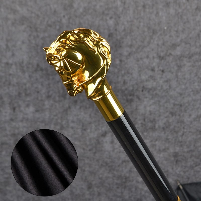 Εξωτερική ομπρέλα γκολφ με καλλιτεχνικό μοτίβο κεφαλής αλόγου, κεφαλής αετού και κρανίου· καμβάς σατέν 210Τ, ράβδοι από ανθρακονήματα, 8 ράβδοι, μακριά λαβή, χειροκίνητο άνοιγμα