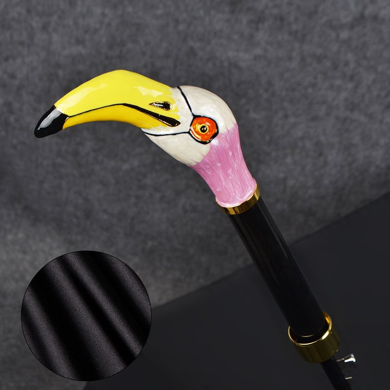 Εξωτερική ομπρέλα γκολφ με καλλιτεχνικό μοτίβο κεφαλής αλόγου, κεφαλής αετού και κρανίου· καμβάς σατέν 210Τ, ράβδοι από ανθρακονήματα, 8 ράβδοι, μακριά λαβή, χειροκίνητο άνοιγμα