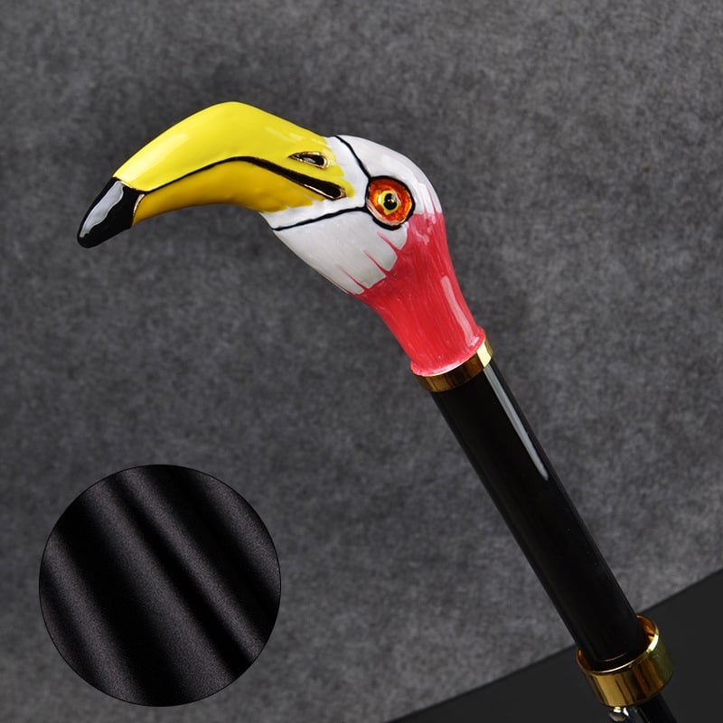 Εξωτερική ομπρέλα γκολφ με καλλιτεχνικό μοτίβο κεφαλής αλόγου, κεφαλής αετού και κρανίου· καμβάς σατέν 210Τ, ράβδοι από ανθρακονήματα, 8 ράβδοι, μακριά λαβή, χειροκίνητο άνοιγμα