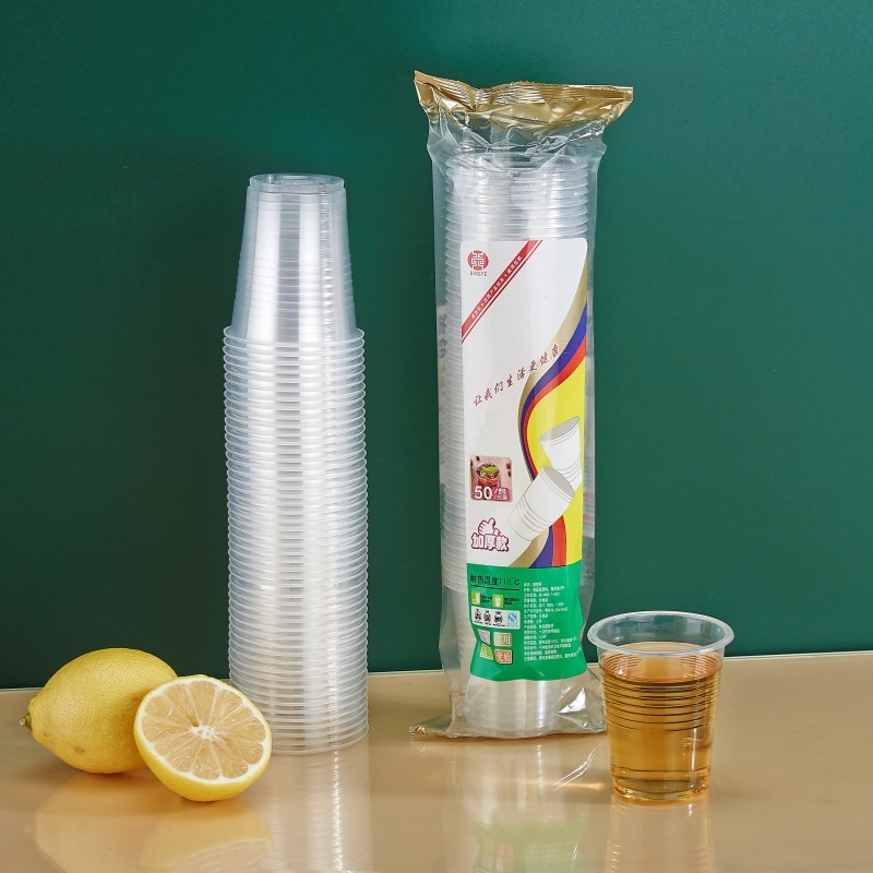 Pahar de unică folosință din PP, gros, transparent, capacitate 101-200 ml, potrivit pentru microunde, rezistent la temperaturi înalte