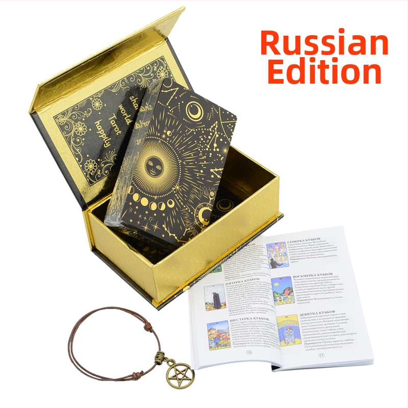 78-картова колода Таро – PVC, водоустойчив настолен картов комплект за игра, възраст 7–14 и 15–35 години, опаковка цветна кутия