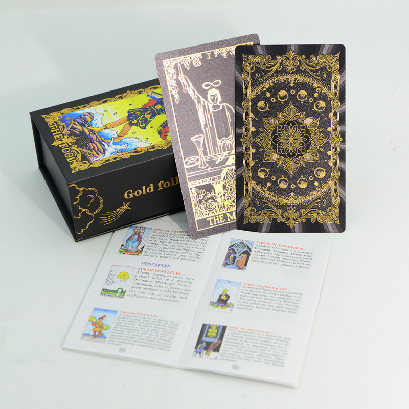 78-картова колода Таро – PVC, водоустойчив настолен картов комплект за игра, възраст 7–14 и 15–35 години, опаковка цветна кутия